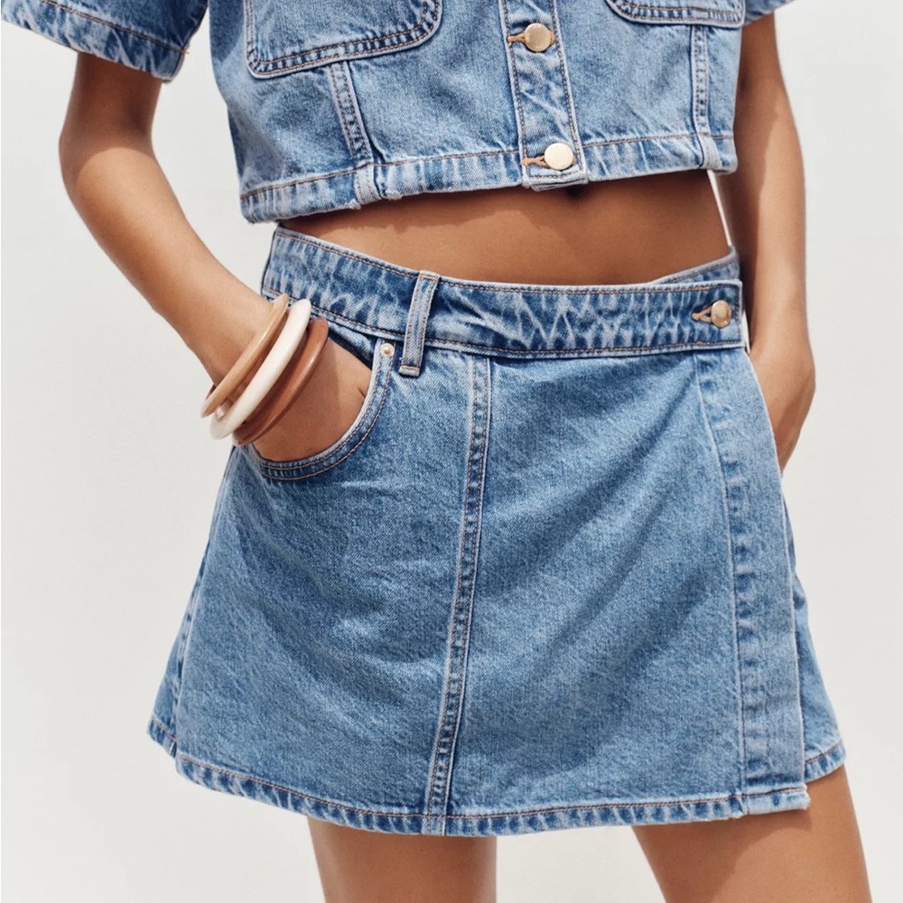 Zara Crossover Denim Skort, NWT